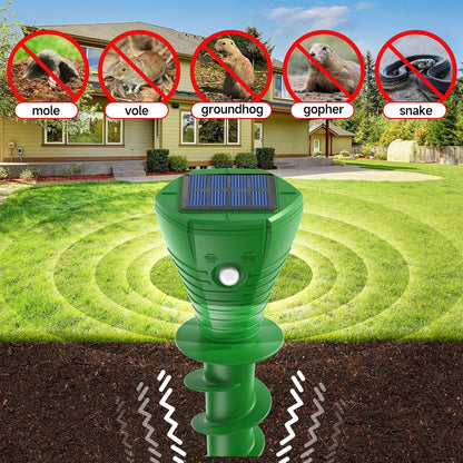 Solar Powered Mole Repellent, 8 Pack Ultrasonic Vole Repeller Outdoor, IP65 Waterproof Snake Deterrent, Gopher Remover Devices, Skunk, Groundhog Trap for Yard, Garden, Lawn