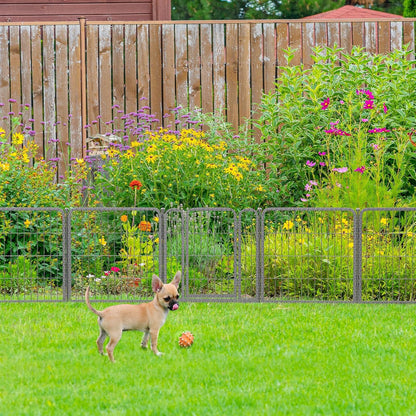 FXW Garden Fence Outdoor for The Yard – 24in(H) x 88.8ft(L) Heavy Duty Metal Animal Barrier for Dog and Rabbit, Decorative Dog Fence, 48 Panels, Silver