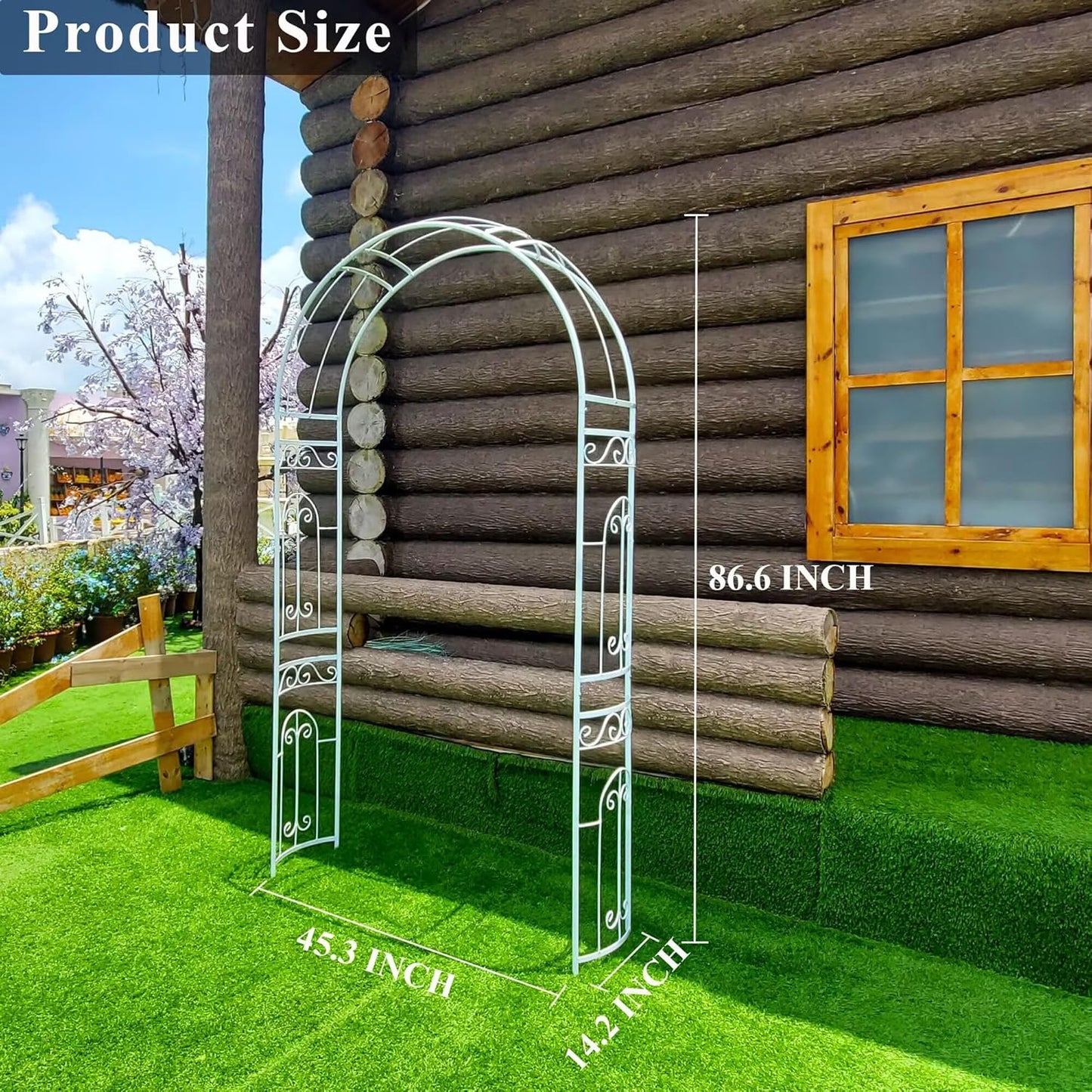 White Wedding Arch Garden Arbor Curved Metal Archway with Elegant Curve for Climbing Plants Roses Vines Garden Lawn Backyard Patio Wedding Outdoor Ceremony