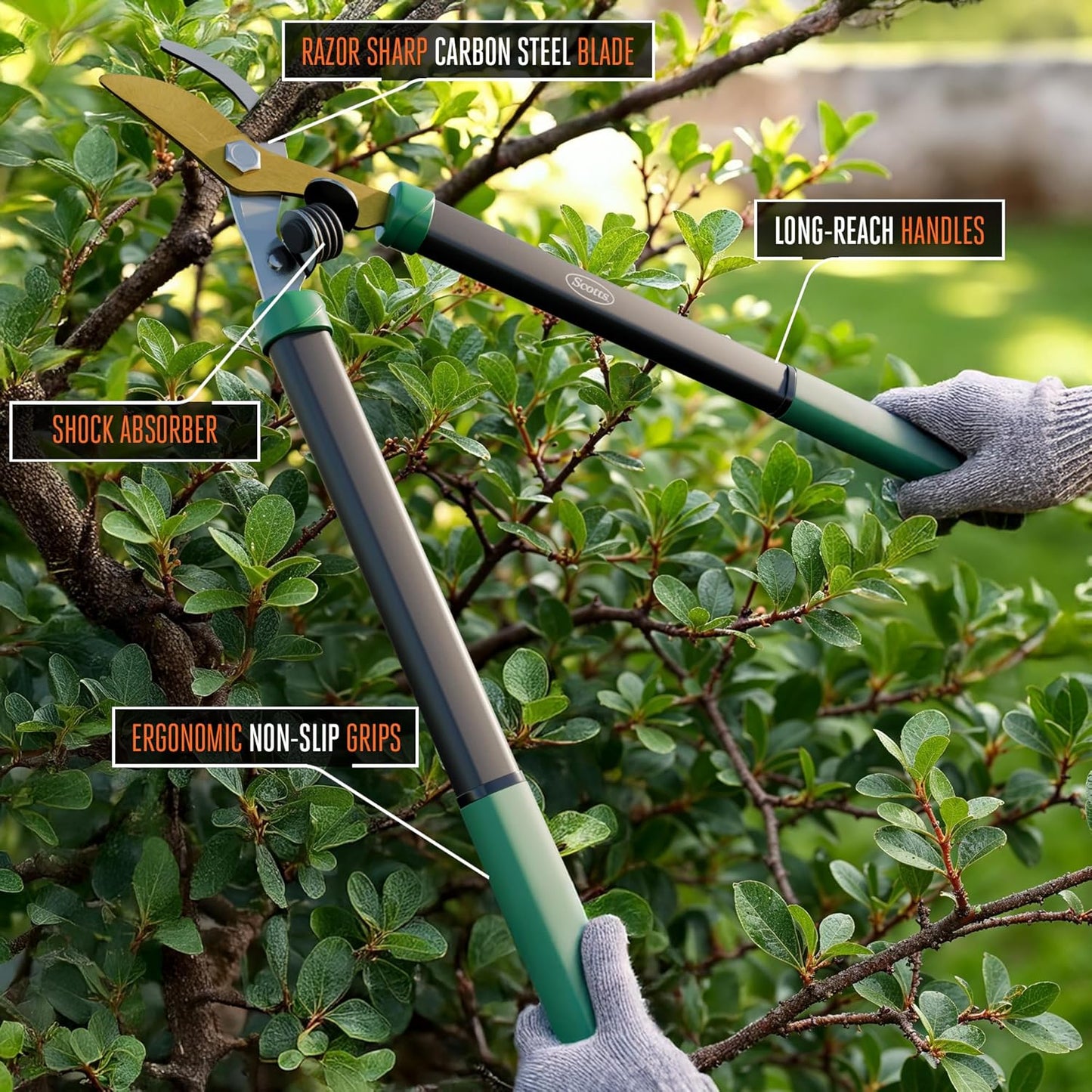 Scotts 21 in. Bypass Lopper for Tree Branch Trimming and Pruning – Heavy-Duty Branch Cutter with Ultra-Sharp Carbon Steel Blade, 1.5 in. Cutting Capacity and Comfort Grip Handles