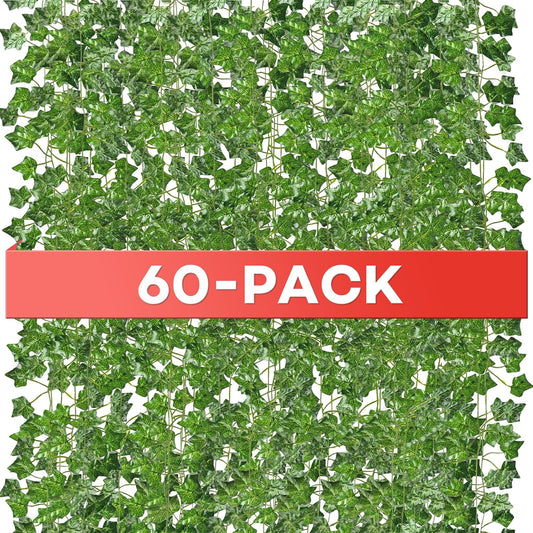 60 Pack 420 Feet Vines,Ivy,Ivy Garland,Fake Ivy,Fake Leaves,Ivy Vines,Artificial Vines,Green