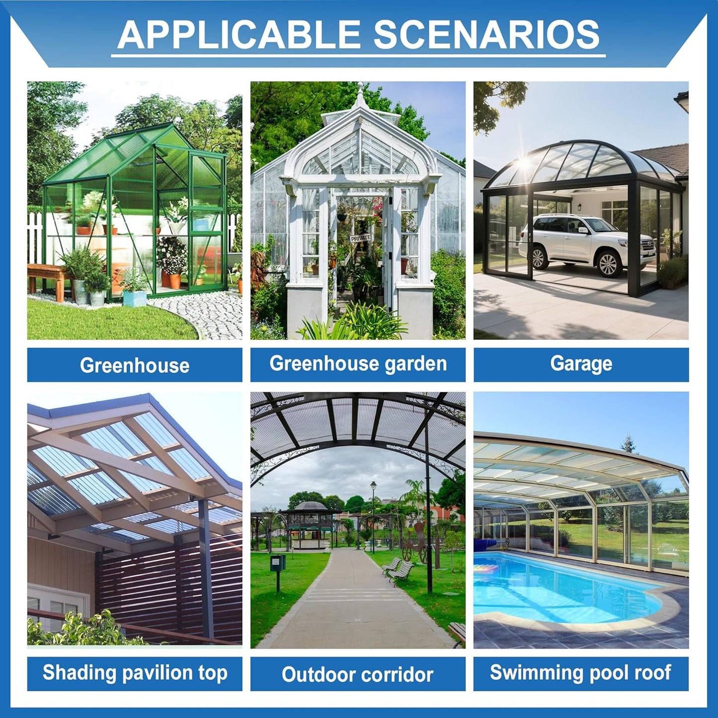 10 PCS Polycarbonate Greenhouse U Connector Profile 4ft Length Fits 0.32’’ & 0.4’’ Twin-Wall Polycarbonate Panels Duty Dust Rain & Moisture Protection Durabler (U-Clip 4' × 0.71’’ × 0.4’’)