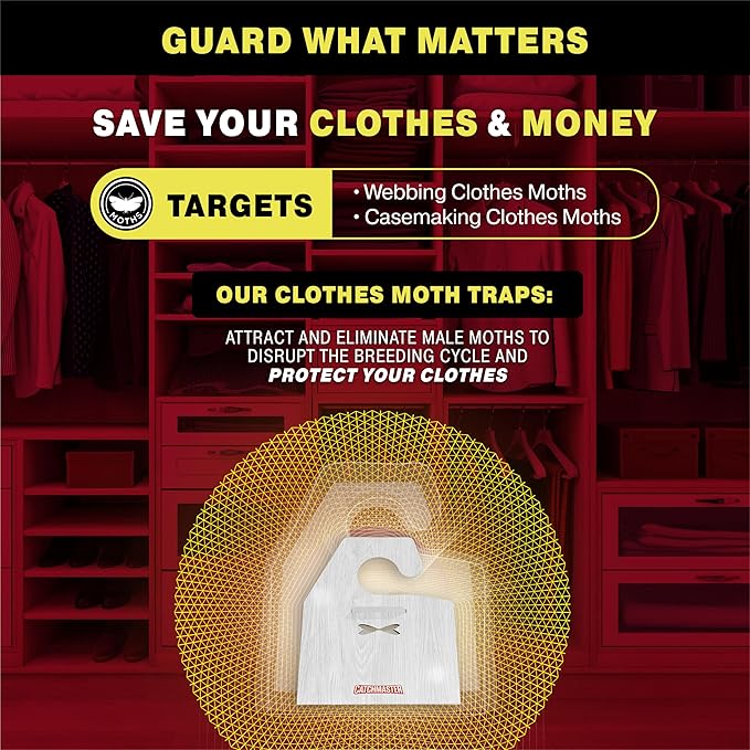 Catchmaster Clothes Moth Traps with Premium PheroGuard Technology – XL Hardwood Patterned, Extra-Strength Glue – Odorless, Traps & Eliminates Moths – Protects Clothes, Closets and Wardrobes – 6-Pack
