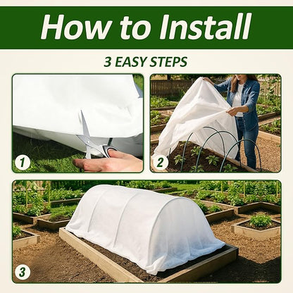 Gardzen 1.5 oz Plant Covers Freeze Protection, Reusable 10ft x 10ft Floating Row Covers, Thicker Frost Blankets for Outdoor Plants, Pests Protection, White