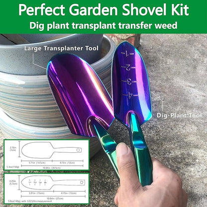 Garden Shovels - 2 Pack Gardening Tools, Heavy Duty Garden Trowels, High Strength Alloy Steel for Soil Digging Planting Transplanting Weeding - Solid Metal Handle, Colorful