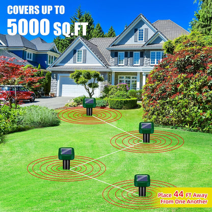 8 Pack Solar Powered Mole Repellent Ultrasonic Stakes - Outdoor Snake, Gopher, Vole, Groundhog Repeller for Yard & Lawn, Waterproof Pest Deterrent for Garden & Farm