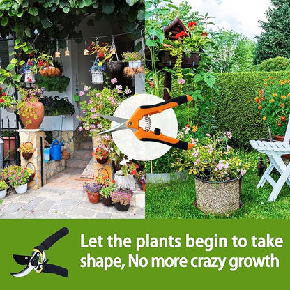 Pruning Shears 8" + Pruning Snips 6.5", Garden Scissors Clippers, Hand Pruners for Gardening