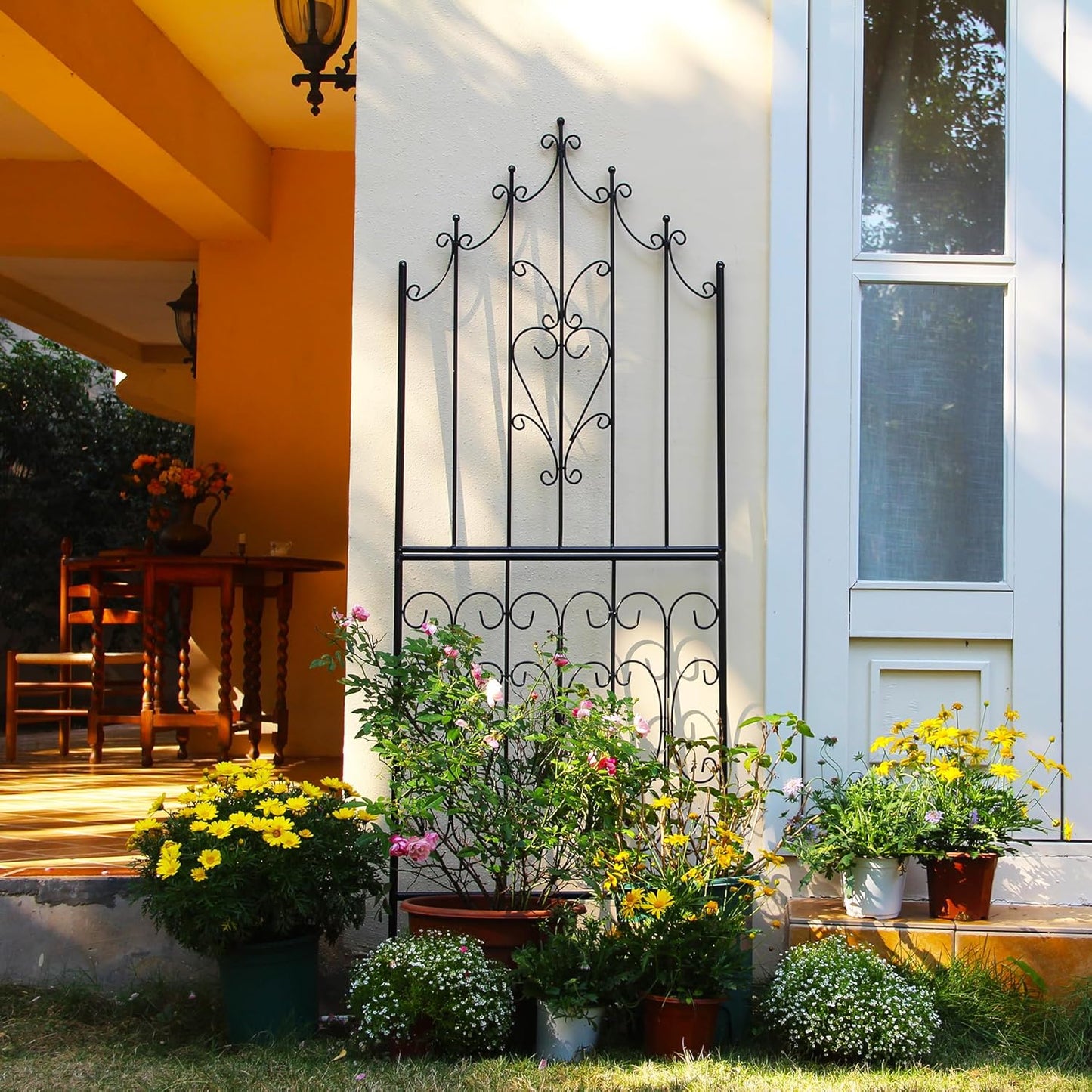 Trellis for Climbing Plants 70.8" H x 25.6" W Metal Premium Quality Material Rust-Resistant Climbing Frame Stylish Garden Addition Outdoor Roses Vine Ivy Clematis Trellises Black