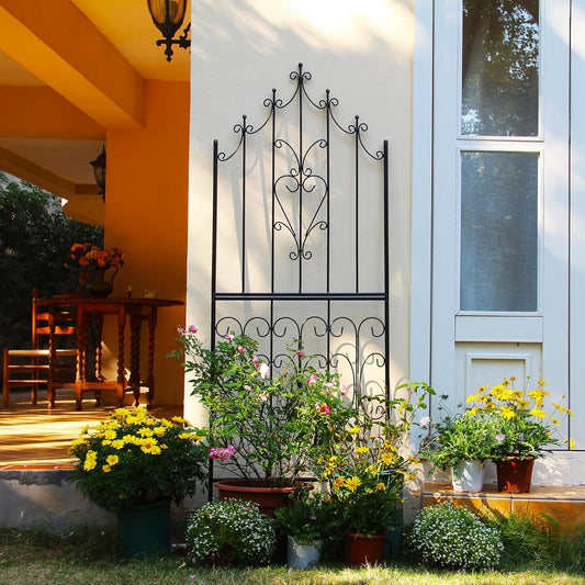 Trellis for Climbing Plants 70.8" H x 25.6" W Metal Premium Quality Material Rust-Resistant Climbing Frame Stylish Garden Addition Outdoor Roses Vine Ivy Clematis Trellises Black