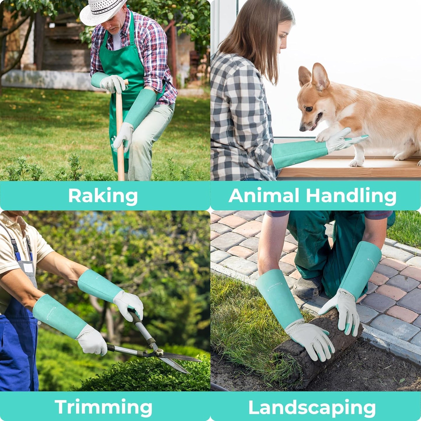 HANDLANDY Long Garden Gloves Thorn Proof for Women & Men, Rose Pruning Gauntlet Gloves, Best Protection Tool for Gardener