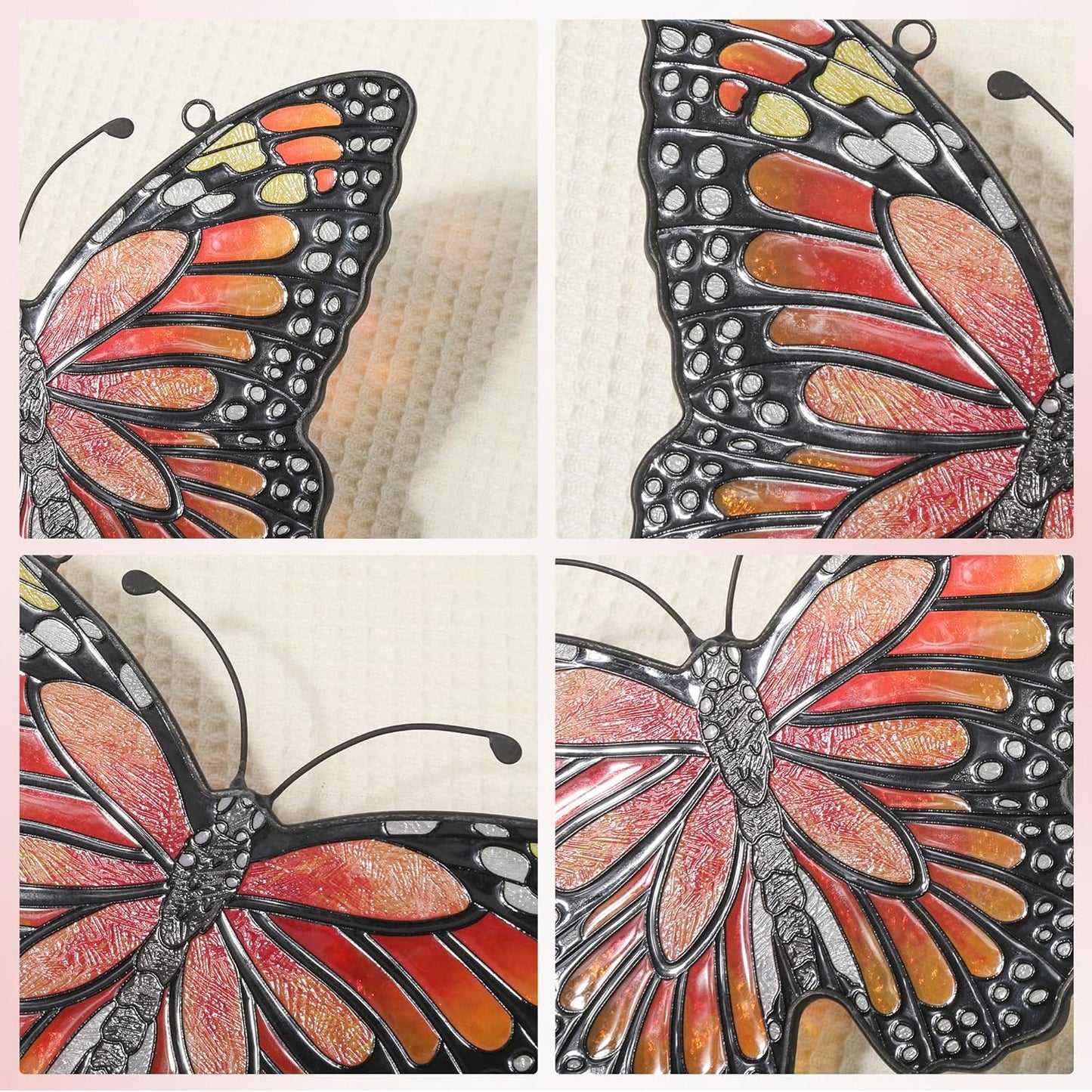 Butterfly Suncatcher Stained Glass Window Hanging Butterfly Ornaments Gift for Mom, Women, Wife, Mother's Day (Orange)
