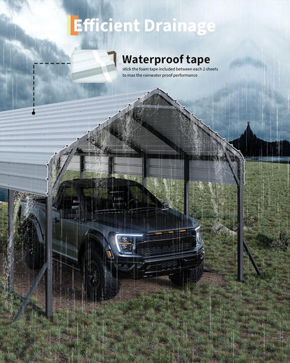 GarveeLife 13 ft x21 ft x11 ft Oversized Metal Carport, Steel Heavy Duty Car Ports for All-Weather, Tall Carport for Full-Size Pickup Trucks, Boats, and Tractors, N.W. 660 LBS