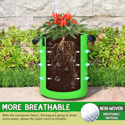 SCENGCLOS 10 Gallon Potato Grow Bags, 6 Pack, Two-Sided Transparent Flap, Breathable Non-Woven Fabric, Large Capacity, Durable Handle, Ideal for Indoor/Outdoor Use