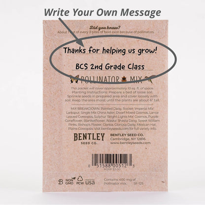 Bentley Wildflower Mix, Pre Filled Hummingbird Packets, 25 Annual Flower Packs, Perfect Eco-Friendly Gift for DIY Gardeners or New Homeowners, Non GMO Seeds