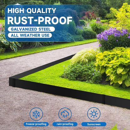 19.7Ft.Galvanized Steel Landscape Edging(6-Pack)-6"x39.4" Metal Garden Edging,7 Clips&Gloves,Hammer-in,No Dig,Rustproof,for Landscaping,Tree Rings,Garden,Yard&Pathway–Black