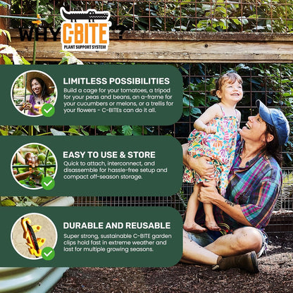 Plant Support Maker Kit – Modular Trellis Building System with Short Stakes & Extra Clips – Compatible with Standard Garden Stakes – Build Custom Plant Supports for Indoor or Outdoor Use