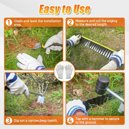 Corrugated Metal Garden Edging, 6"20Ft Landscape Border for Lawn, Flower Bed and Garden, Sturdy Galvanized Steel Yard, Flexible for DIY Landscaping and Yard, Black
