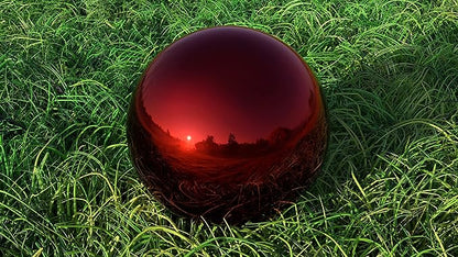 Lulu Decor, Red Stainless Steel Gazing Mirror Ball Size 16, Smooth Reflective Shiny Garden Decoration Globe