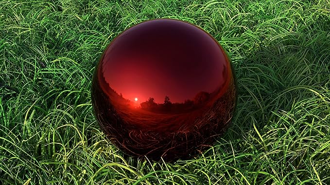 Lulu Decor, Red Stainless Steel Gazing Mirror Ball Size 12, Smooth Reflective Shiny Garden Decoration Globe