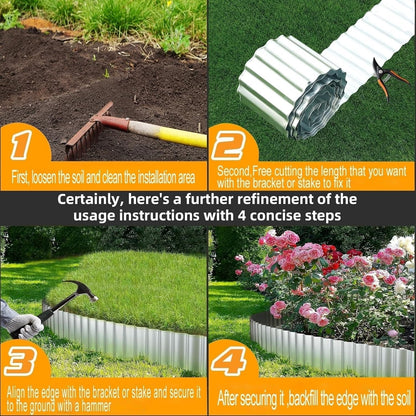 Metal Landscape Edging,12Inch×20FT Corrugated Metal Garden Edging Border Heavy Duty Garden Border Edging Lawn Edging for Garden,DIY Flower Beds,Lawns,Pathway (Sliver)