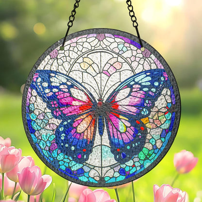 kanpura Sun Catchers Indoor Window Butterfly Stained Glass Suncatcher Window Hanging Decoration for Living Room Bedroom Home Balcony Decoration (6.3 Inch)