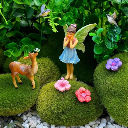 Mood Lab Fairy Garden - Miniature Accessories and Figurines Kit - Deer Set of 7 pcs - for Outdoor or House Decor