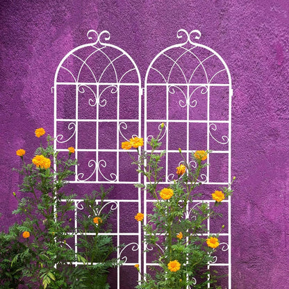 Metal Garden Trellis Rustproof Trellis for Climbing Plants Outdoor Flower Support Butterfly Deco (Cream White-2 Pack, 71"x19.7")