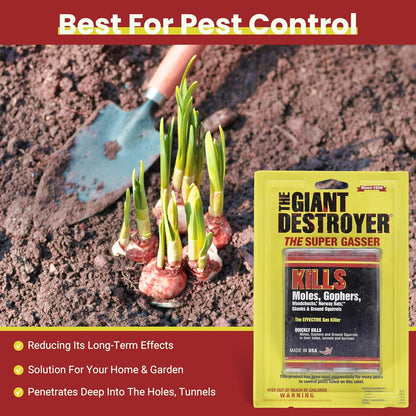 Giant Destroyer Smoke Bomb Gasser – Rodent & for Gophers, Moles, Groundhogs & Rats – 16 Pack (64 Tubes) + Jecudi Towel