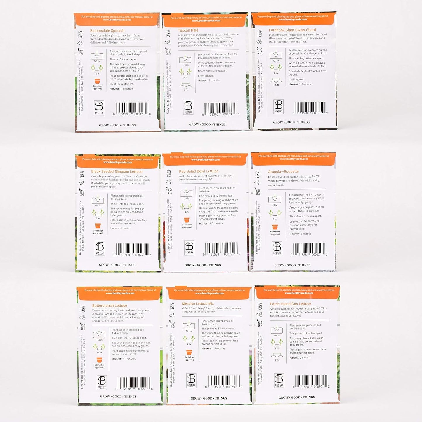 Seed Starter Kit – Salad Greens | Non-GMO | Heirloom Seed Packets | Natural Wood Row Markers | Over 100 Square Feet of Salad Greens