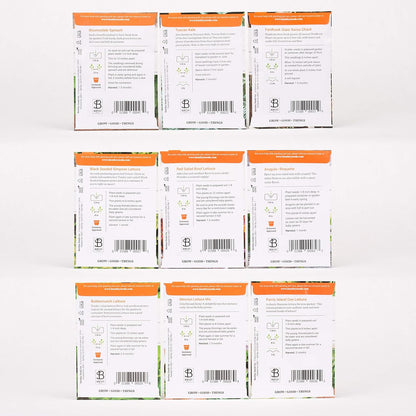 Seed Starter Kit – Salad Greens | Non-GMO | Heirloom Seed Packets | Natural Wood Row Markers | Over 100 Square Feet of Salad Greens