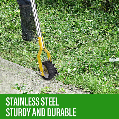 Wheel Rotary Edger, Adjustable Length Lawn Edger, Stainless Steel Edger Lawn Tool, Lawn Tool for Manual Edger, Rotary Edger for Sidewalks, Gardens, Driveways and Flower Bed Edging, yellow