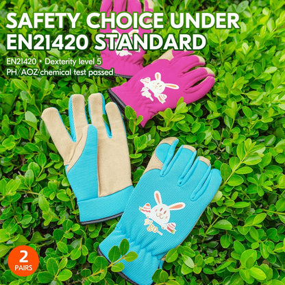 Vgo... 2Pairs Age 6-7 Kids Gardening, Lawning, Working Gloves(Size L, 2Colors, KID-SL7362)