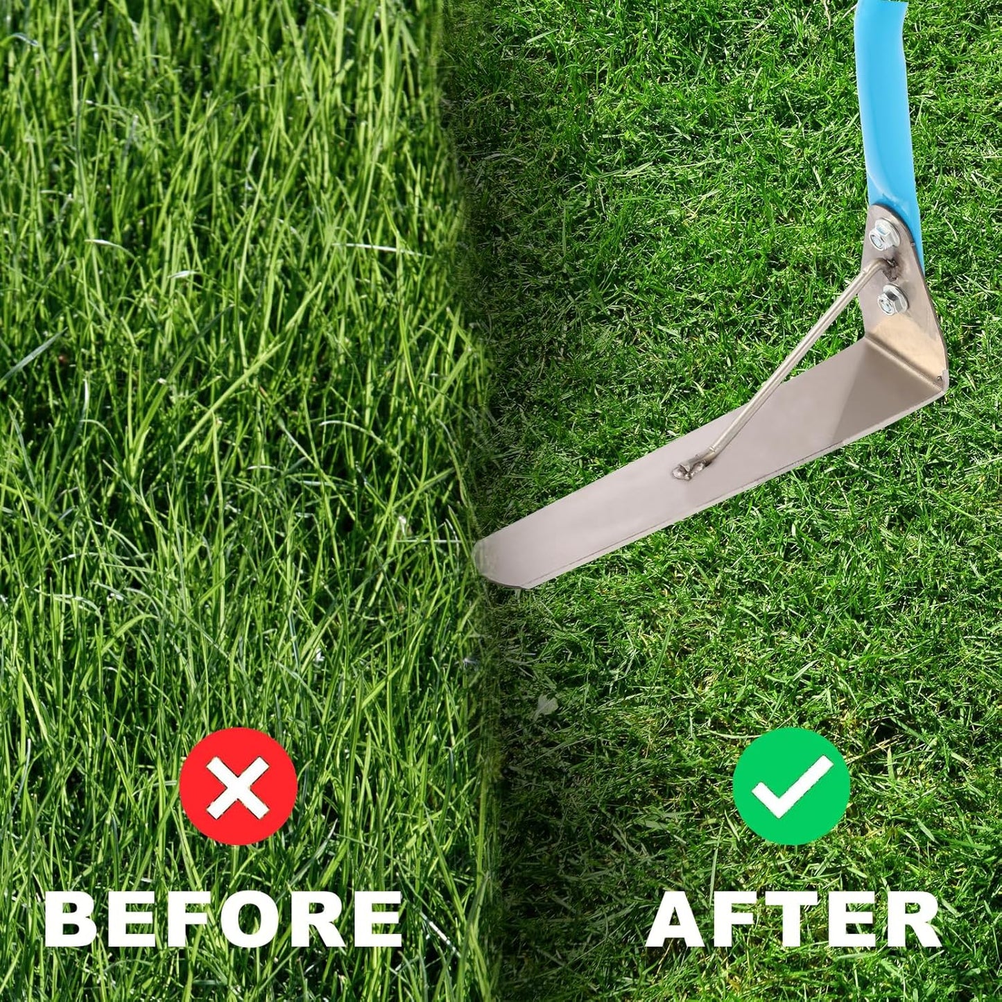 sancat Weed Cutter,Weeder with Double-Edged 304 Stainless Steel Sharp Blade, Manual Weed wracker, Long Sickle with 41’’ Soft Rubber Handle, Garden Tool for Grass
