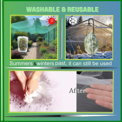 6Pcs 5x5.3ft Durable Garden Mesh Netting, Pest Barrier & Bird Net for Protect Fruit Tree Blueberry Bush, Reusable Insect Bag with Drawstring, Anti Animal Plant Cover from Deer,Squirrels