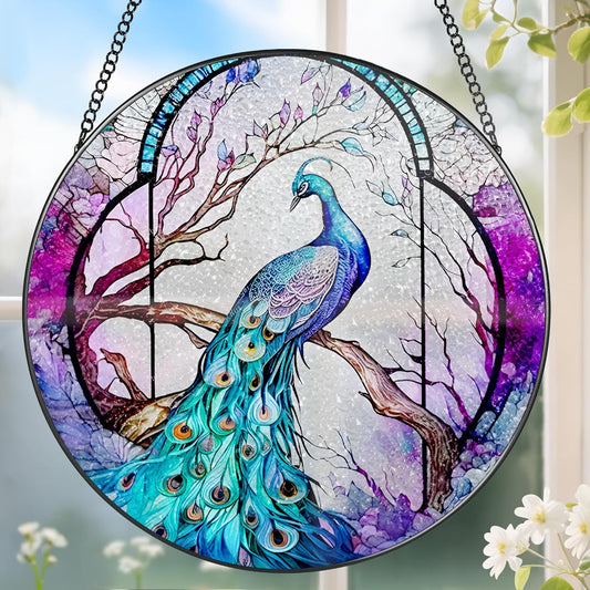 Stained Glass Window Hanging, Stained Glass Suncatcher, Peacock Sun Catcher, Window Decor, Peacock