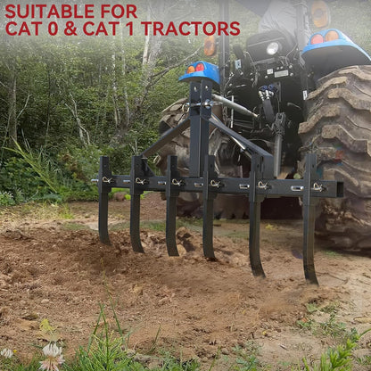 YITAMOTOR 48-Inch Heavy Duty Detachable Chisel Plow Scarifier Cultivator with 6 Scarifier Shanks for CAT-1&CAT-0 Tractors