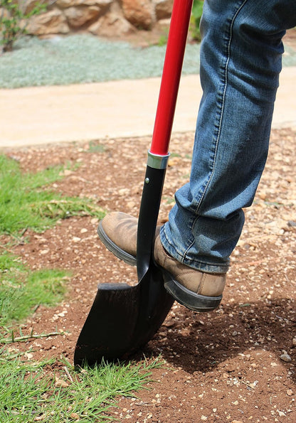 TABOR TOOLS Shovel with Rounded Blade and Long Straight 45 Inch Fiberglass Handle, Digging Spade. J202A. (Straight Handled, Round Blade)