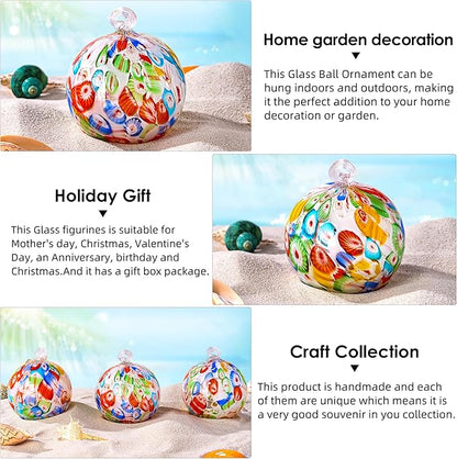 EUSTUMA Hand Blown Glass Witch Ball,Glass Ornament Hanging Garden Gazing Ball Indoor Outdoor Home Décor. (6)
