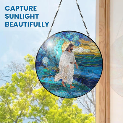 FLAGWIX Christmas Christian Gifts for Women Faith - Stained Glass Window Hanging 8 in - Religious Catholic Gifts for Women, Christian Sun Catchers Indoor Window for Home Garden Decor, Spiritual Gift