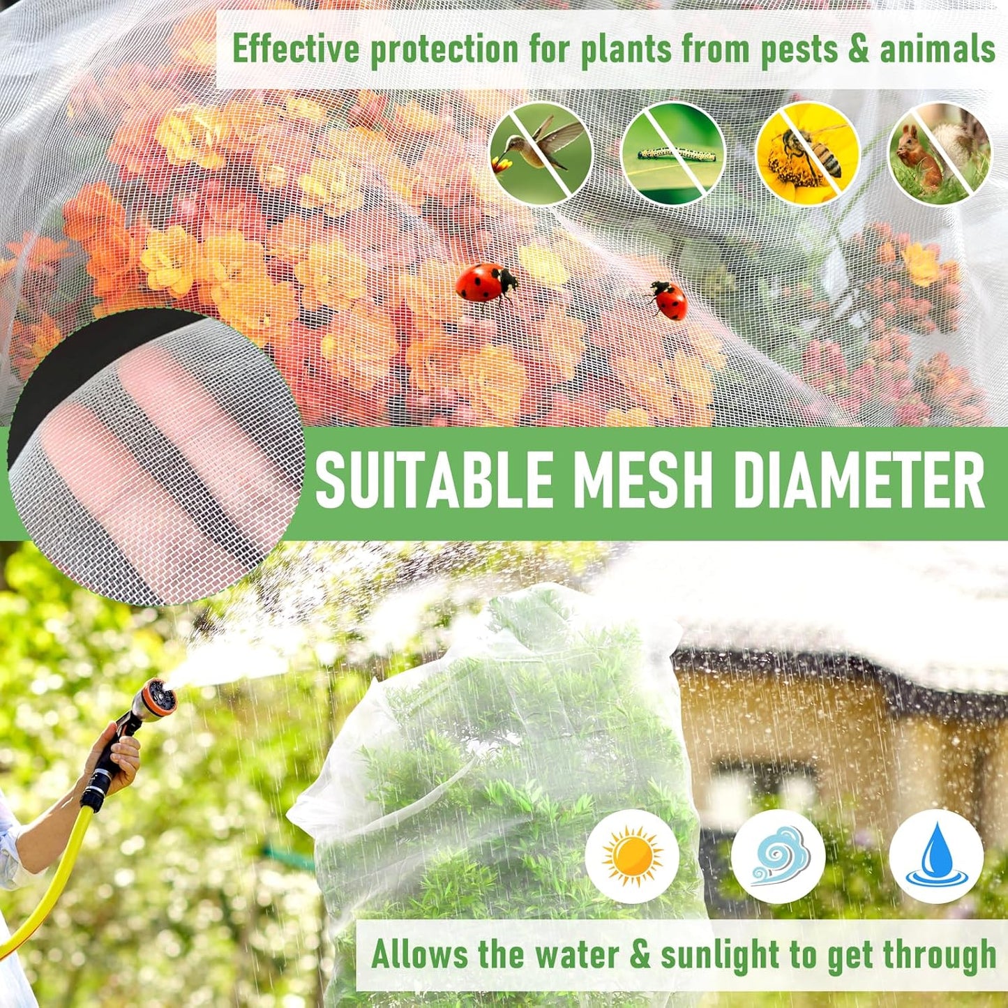 Fruit Tree Netting, Blueberry Bush Netting Cover for Garden Protection, 4Pcs Garden Plant Netting Pest Barrier for Raised Beds for Strawberry, Tomato, Bug Mesh Net from Bird, Cicadas