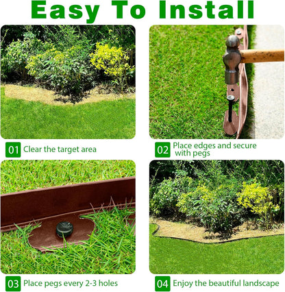 Garden Edging Border,Plastic Edging for Landscaping,Flower Bed, Paver and Lawn Edging Border (2Inchx100FT-2, Brown)