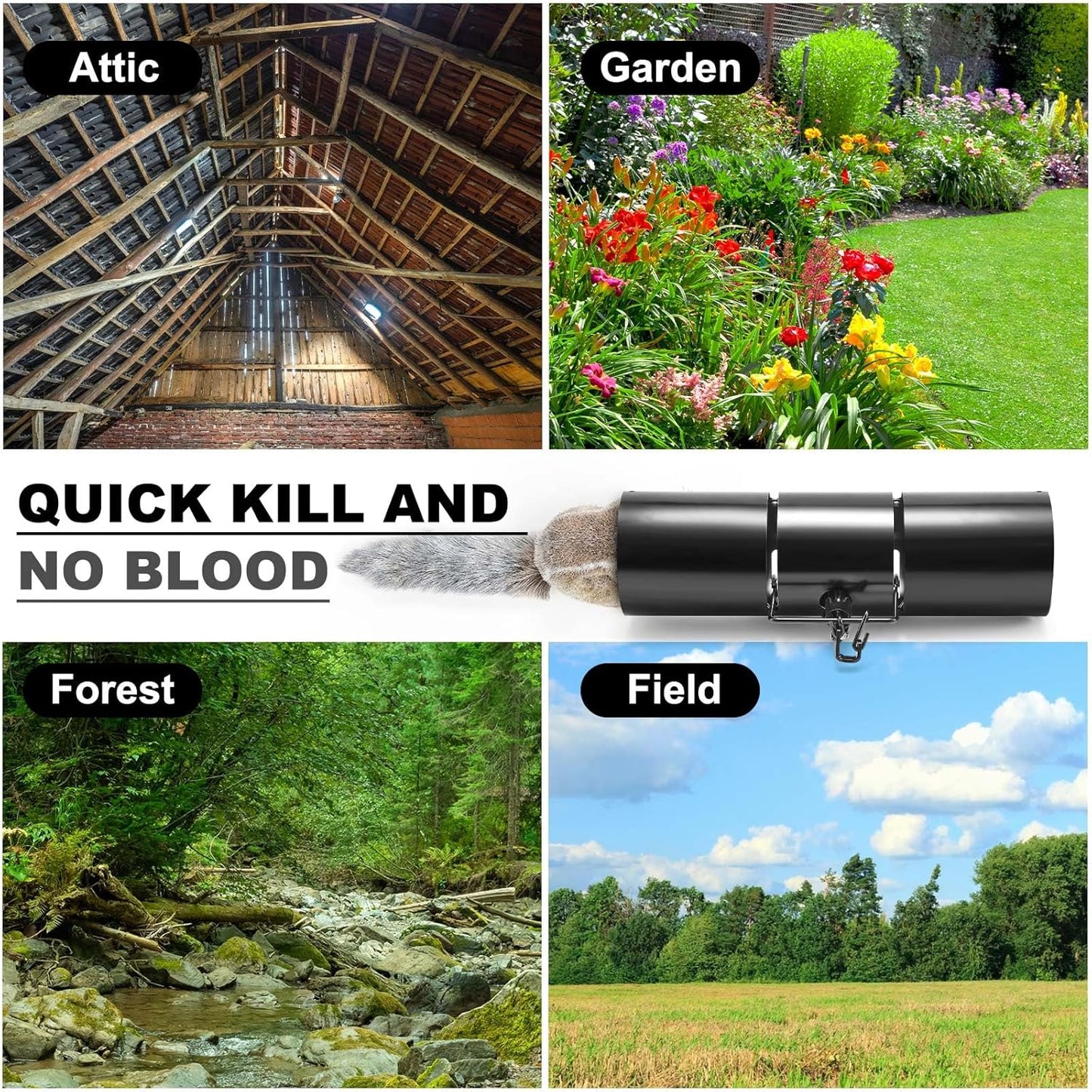 Qualirey Tube Squirrel Trap Rust Resistant Trap 4.5'' in Diameter with a Setting Tongs for Backyards Patios Gardens, Safe and Effective Pest Control Commercial and Residential Use (2 Pcs,15 Inch)