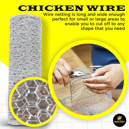 Chicken Wire 12 in x 100 FT x 2” Mesh x 20GA | Poultry Wire Netting | Hot Dipped Galvanised | Hexagonal Galvanized Mesh for Chicken Coop, Rabbit Cage, Fence Barrier PM12x100x2