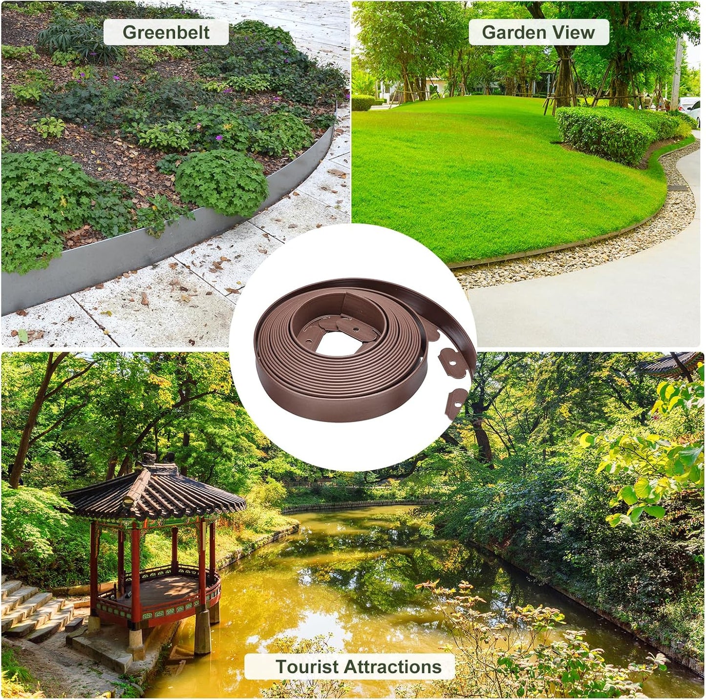 uxcell Landscape Edging, 1Pcs 40FT x 2" - No Dig Garden Edging Kit with 36 Stakes, Landscape Edging Border for Garden Lawn Flower Bed Yard Grass (Coffee)