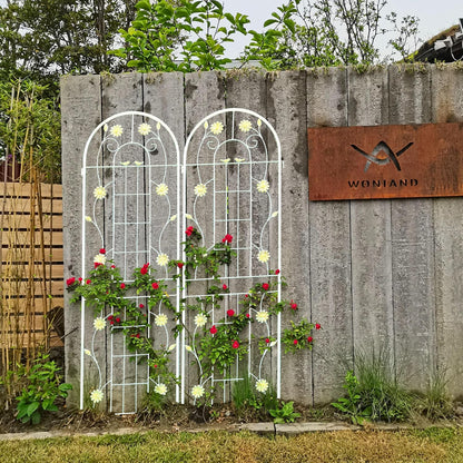 4 Pack Metal Garden Trellis 71" H Cream White Garden Fence Rustproof Trellis for Climbing Plants Support Roses Flower Outdoor Lawn, White 6FT