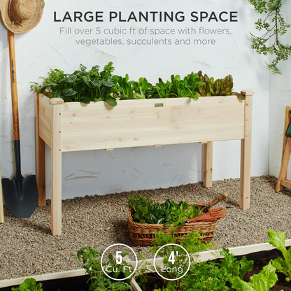 Best Choice Products 48 x 24 x 30 Inches Raised Garden Bed, Elevated Wood Planter Box Stand for