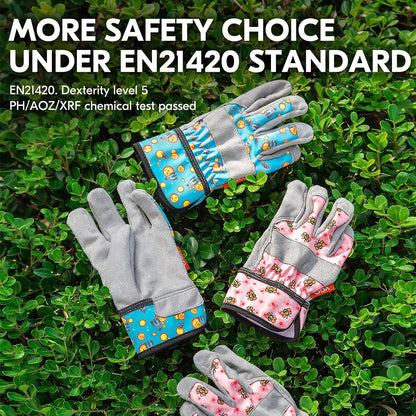 Vgo... 1-Pair Age 6-7 Kids Gardening Gloves,Children Yard Work Gloves,Soft Safety Outdoor Playing Gloves(Size L, Blue Plane, KID-MF3561)