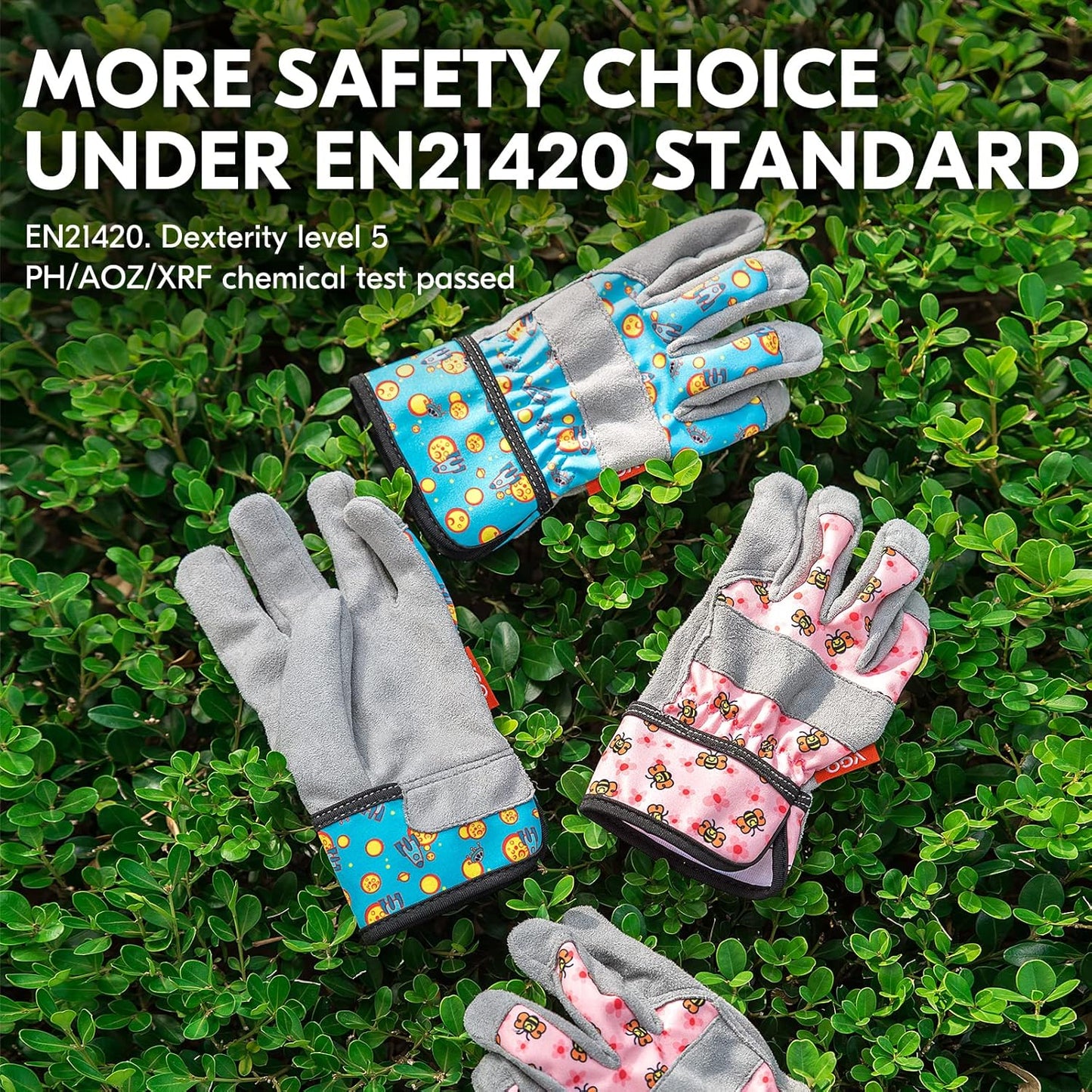 Vgo... 1-Pair Age 4-5 Kids Gardening Gloves,Children Yard Work Gloves,Soft Safety Outdoor Playing Gloves (Size S, Blue Plane, KID-MF3561)