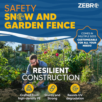ZEBRO 4' x 50' Green Plastic Garden Fence Roll – Light Duty Mesh Fencing for Temporary Fence, Snow, Garden Netting, Animal Barrier, Agricultural Fencing & Lawn Protection