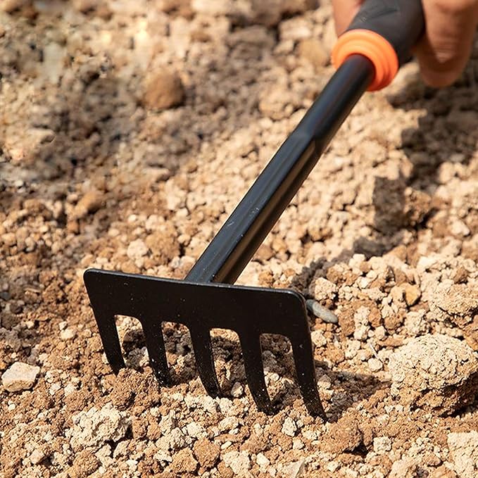 Garden Tool Set (Garden Tool Set, 4 Pieces, Gardening Tool Kit Including 2 Shovels, Rakes, Cultivators, and Transplanting Tools, Rust-Resistant Iron Tools, Rubber Grip Handles (4))